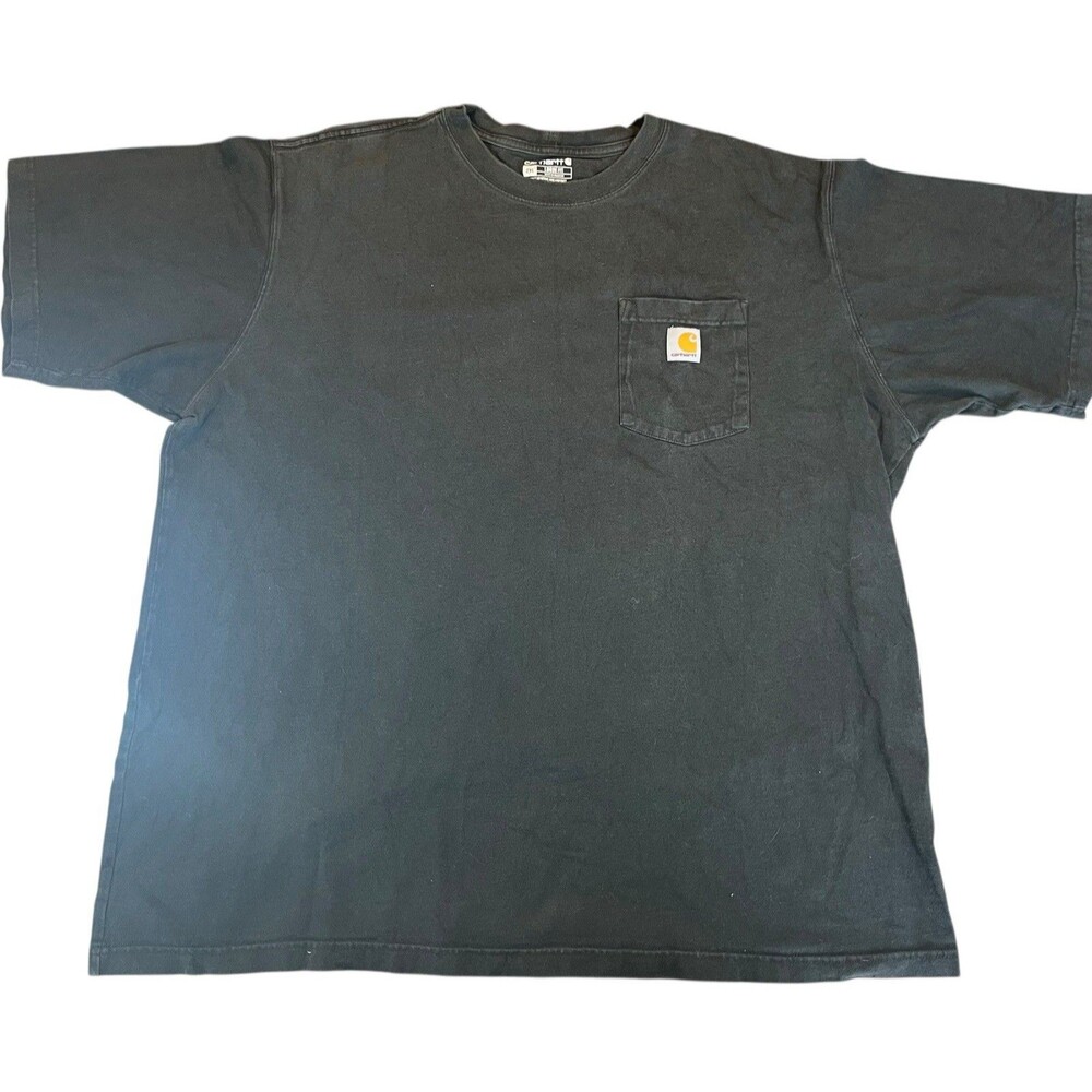 Carhartt Pocket T Shirt 2XL Black Faded Loose Fit Workwear Heavyweight Tee
